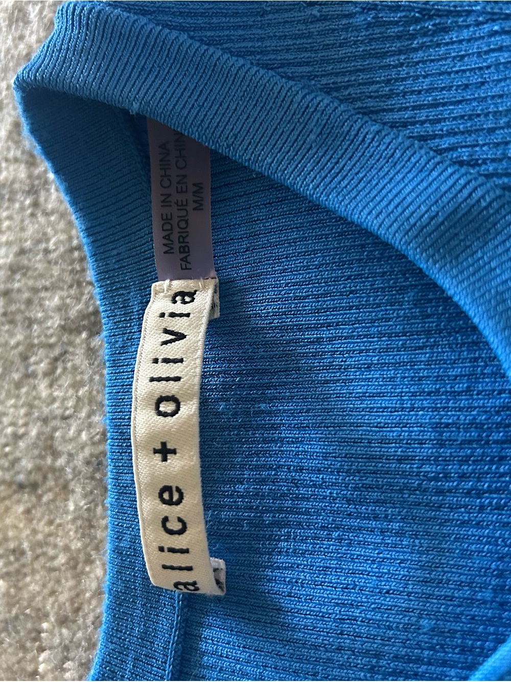 Alice + Olivia Bright Blue Ribbed Tank